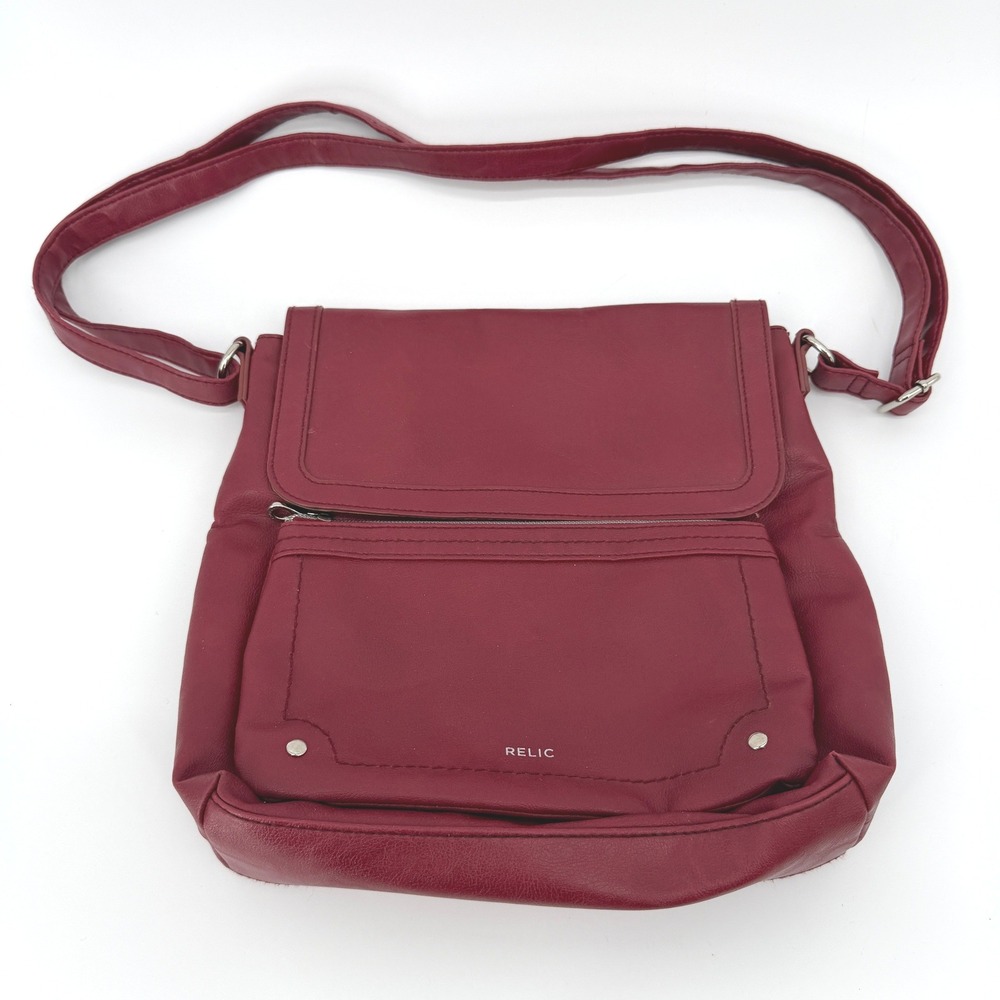 Relic Faux Leather Red Shoulder Crossbody Bag Boho Classic Conservative Solid